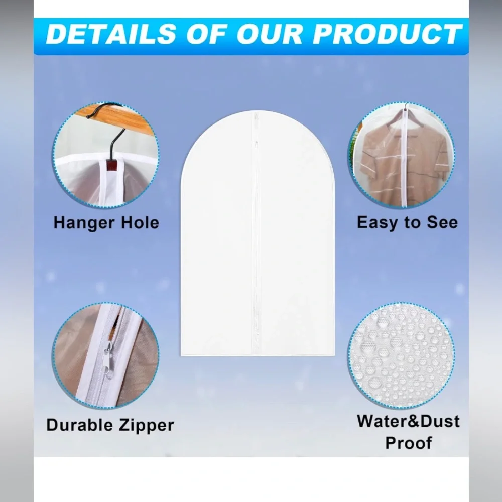 Garment Bags, white zippered,60*80cm or 24” x 32”, 10 pcs.New in Package